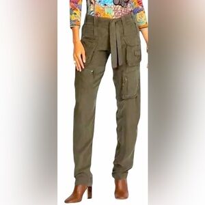 Johnny Was Hailey Belted Cargo Pants olive green size 6